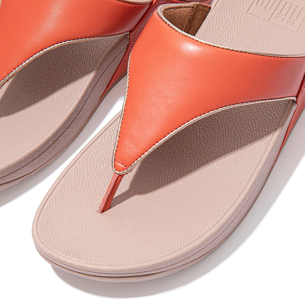 Fitflop Womens Sandals - Lulu Pop-binding Leather - Coral Pink - 572-FCIMXY